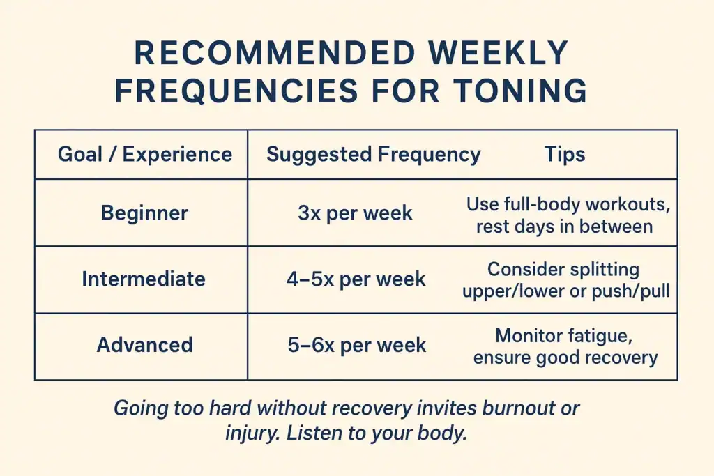 Achieving the Perfect Tone: How Often Should You Exercise for Results? 2 Graphic to show how often you should do exercise to help with toning Hemel Hempstead